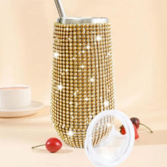 Bling Wine Tumbler 6 Oz Stainless Steel Diamond Glitter Vacuum Tumbler