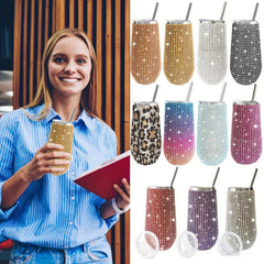 Bling Wine Tumbler 6 Oz Stainless Steel Diamond Glitter Vacuum Tumbler