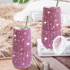 Bling Wine Tumbler 6 Oz Stainless Steel Diamond Glitter Vacuum Tumbler