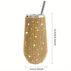 Bling Wine Tumbler 6 Oz Stainless Steel Diamond Glitter Vacuum Tumbler