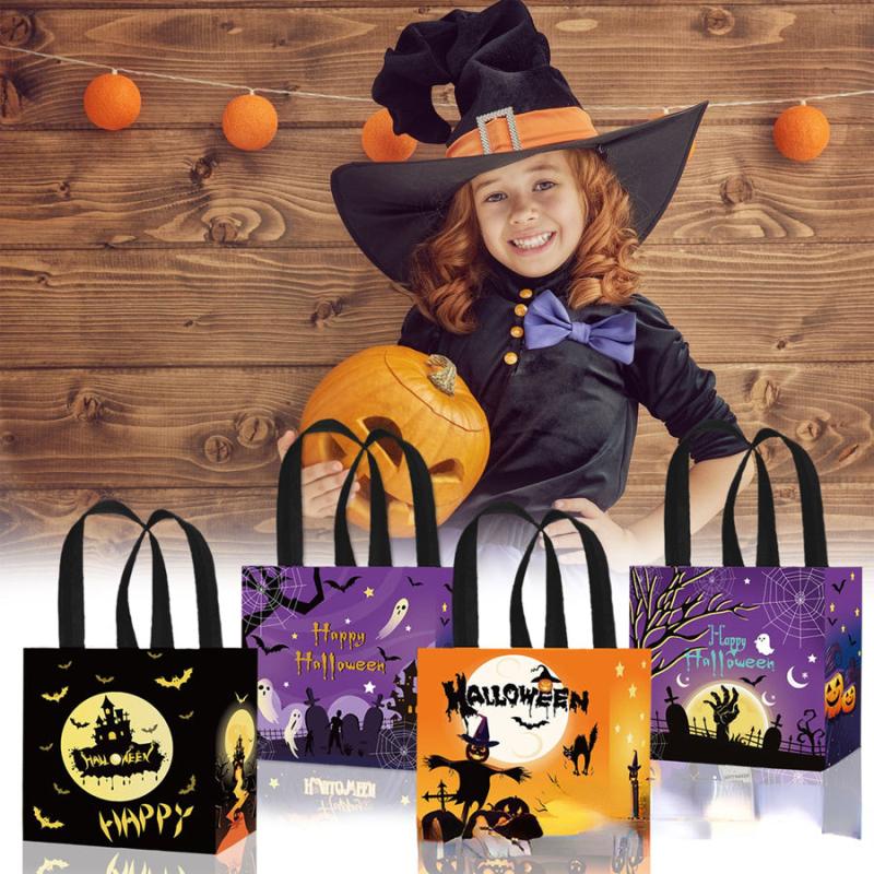 6pcs Halloween Pumpkin Skull Tote Bags