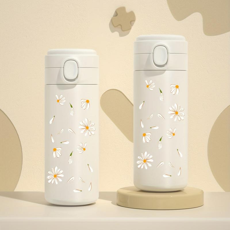 Daisy Pattern Vacuum Flask 350ml Thermal Bottle Leakproof Coffee Tumbler