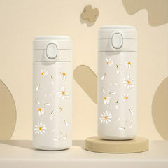 Daisy Pattern Vacuum Flask 350ml Thermal Bottle Leakproof Coffee Tumbler