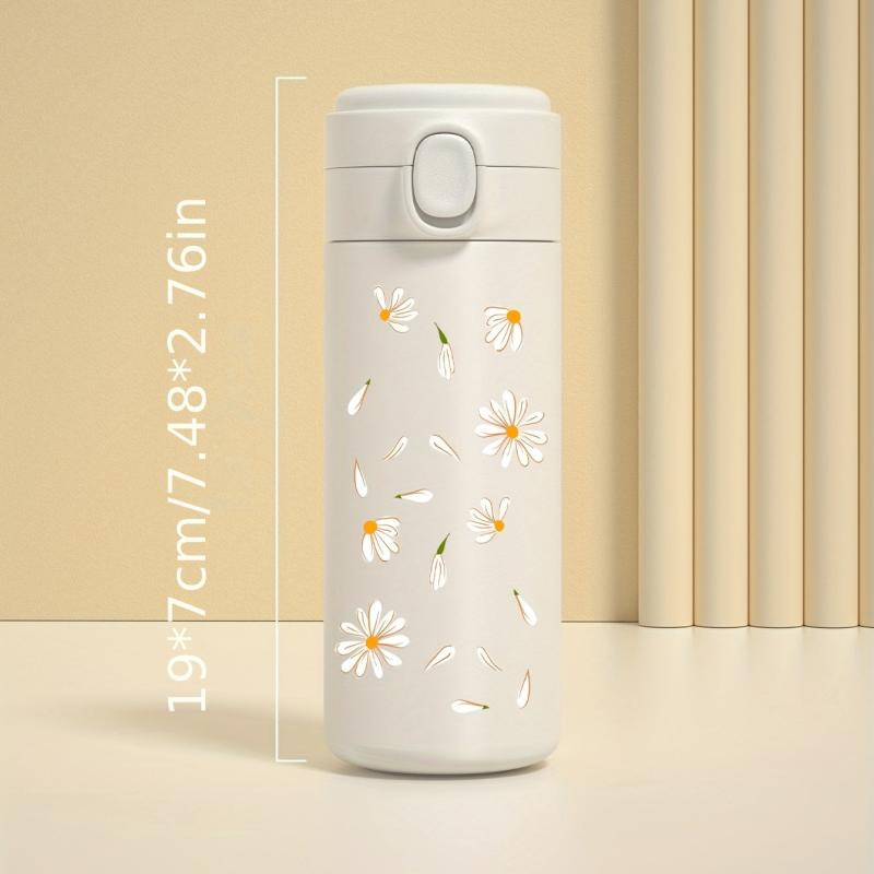 Daisy Pattern Vacuum Flask 350ml Thermal Bottle Leakproof Coffee Tumbler