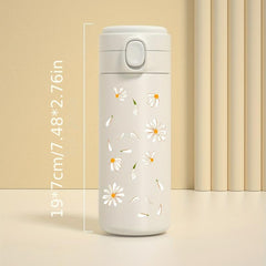 Daisy Pattern Vacuum Flask 350ml Thermal Bottle Leakproof Coffee Tumbler