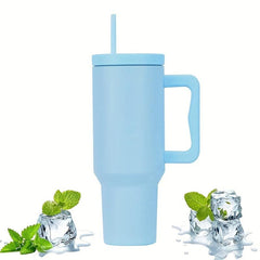 40oz Stainless Steel Tumbler with Handle & Straw Lid