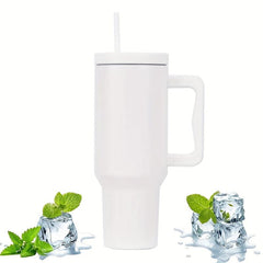 40oz Stainless Steel Tumbler with Handle & Straw Lid