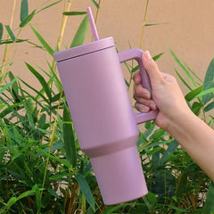 40oz Stainless Steel Tumbler with Handle & Straw Lid