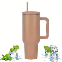 40oz Stainless Steel Tumbler with Handle & Straw Lid