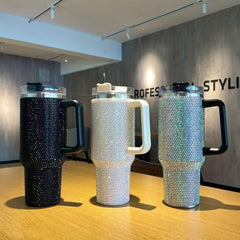 Bling Double Wall 40oz Tumbler Insulated Coffee Mug Leakproof Lid Travel Mug