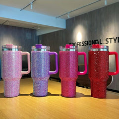 Bling Double Wall 40oz Tumbler Insulated Coffee Mug Leakproof Lid Travel Mug