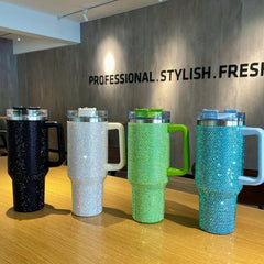 Bling Double Wall 40oz Tumbler Insulated Coffee Mug Leakproof Lid Travel Mug