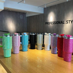 Bling Double Wall 40oz Tumbler Insulated Coffee Mug Leakproof Lid Travel Mug