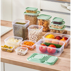 17pcs Plastic Food Container Set Crisper Box Durable Fruit Storage For Kitchen