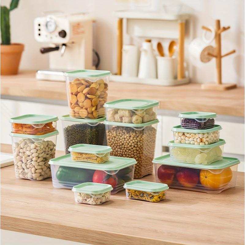 17pcs Plastic Food Container Set Crisper Box Durable Fruit Storage For Kitchen
