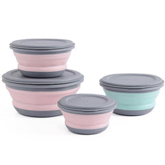 3pcs Silicone Foldable Lunch Box Portable Outdoor Food Storage Leakproof