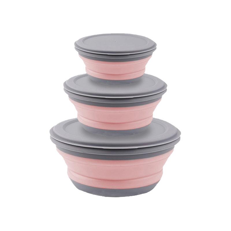 3pcs Silicone Foldable Lunch Box Portable Outdoor Food Storage Leakproof