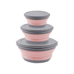3pcs Silicone Foldable Lunch Box Portable Outdoor Food Storage Leakproof