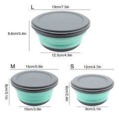 3pcs Silicone Foldable Lunch Box Portable Outdoor Food Storage Leakproof