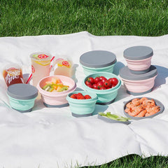 3pcs Silicone Foldable Lunch Box Portable Outdoor Food Storage Leakproof