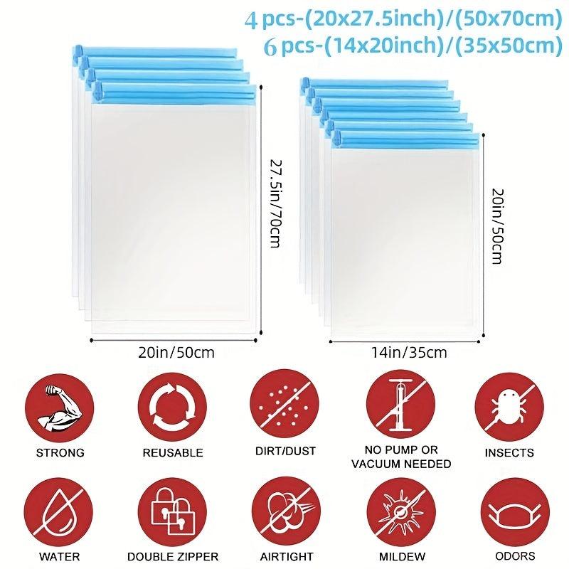 10pcs Travel Compression Bag Vacuum Packaging Space Saving Organizer