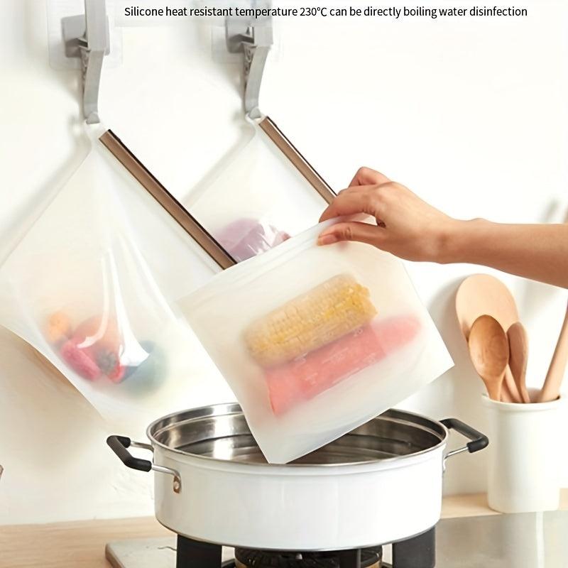 1pc Silicone Storage Zipper Bag Food Reusable Leak Proof BPA Free