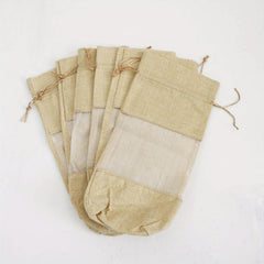 6pcs Burlap Wine Bottle Bag Drawstring Gift Bag