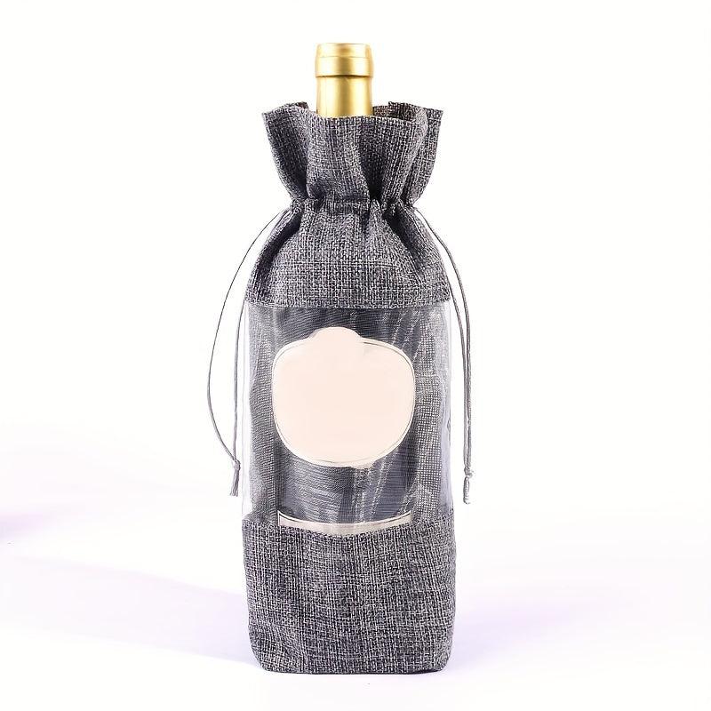 6pcs Burlap Wine Bottle Bag Drawstring Gift Bag