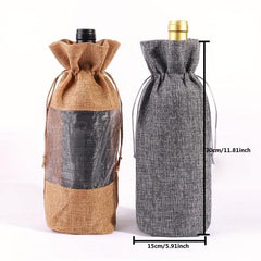 6pcs Burlap Wine Bottle Bag Drawstring Gift Bag