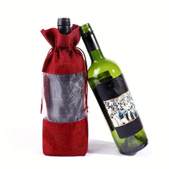6pcs Burlap Wine Bottle Bag Drawstring Gift Bag