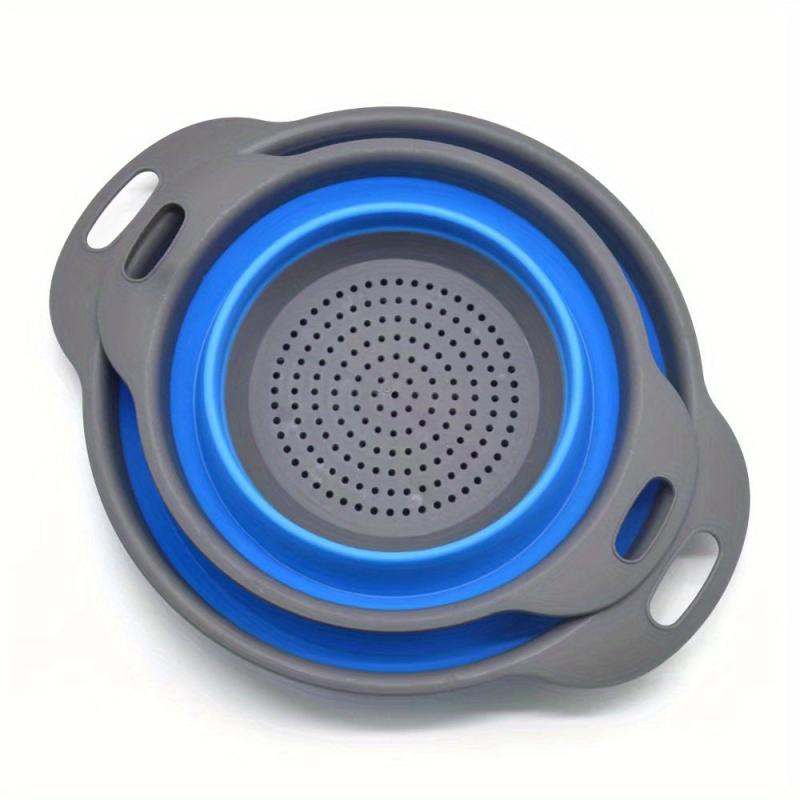 2pcs Silicone Drainage Basket Washing Basin Fruit And Vegetable Storage