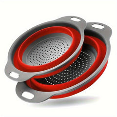 2pcs Silicone Drainage Basket Washing Basin Fruit And Vegetable Storage