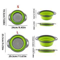 2pcs Silicone Drainage Basket Washing Basin Fruit And Vegetable Storage