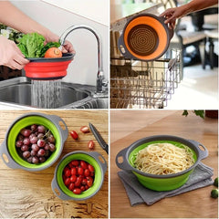 2pcs Silicone Drainage Basket Washing Basin Fruit And Vegetable Storage