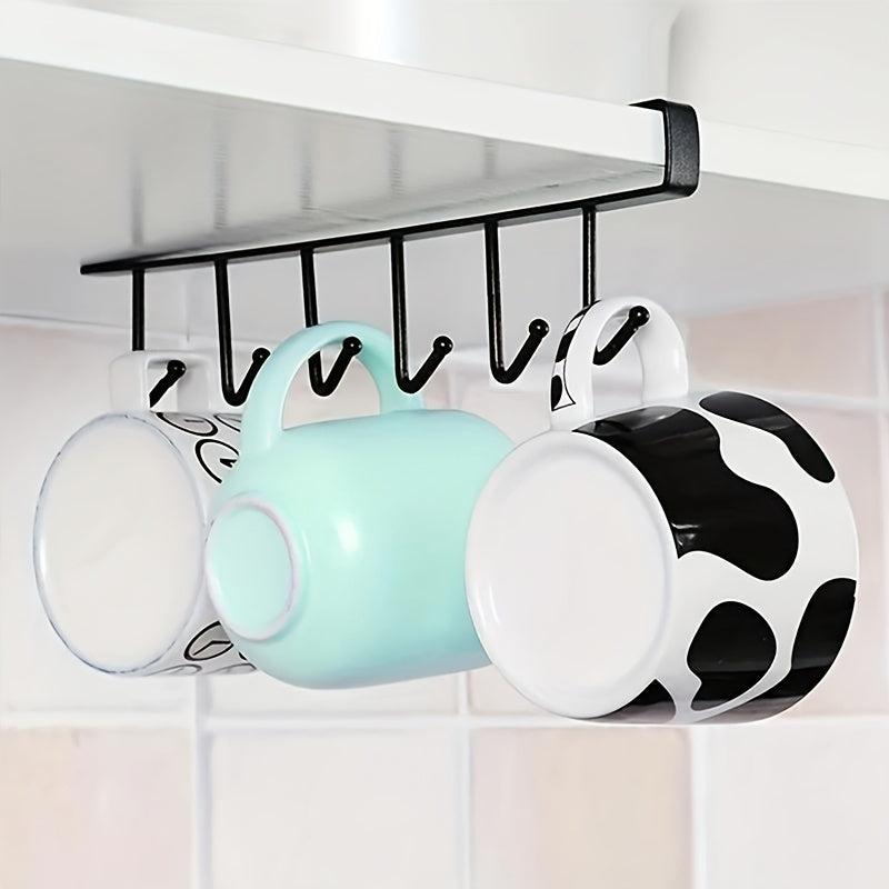 4pcs Mug Cup Holders with Hooks Under Cabinet Hanging Storage