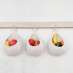 3pcs Rope Textile Hanging Kitchen Basket Bohemian Style Food Slin