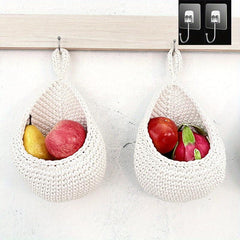 3pcs Rope Textile Hanging Kitchen Basket Bohemian Style Food Slin