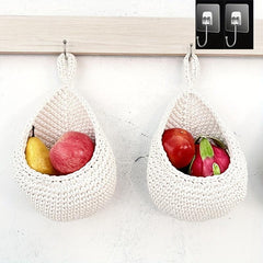 3pcs Rope Textile Hanging Kitchen Basket Bohemian Style Food Slin