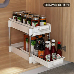 Zendar Under Sink Organizer 2 Tier Sliding Basket Rack