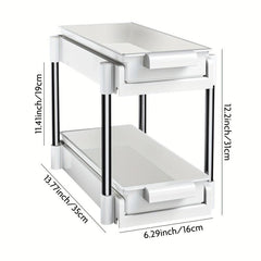 Zendar Under Sink Organizer 2 Tier Sliding Basket Rack
