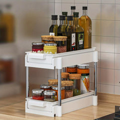 Zendar Under Sink Organizer 2 Tier Sliding Basket Rack