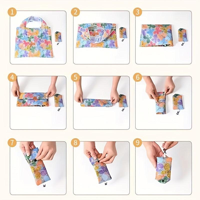 2pcs Foldable Supermarket Shopping Bag Large Capacity for Travel Picnic Camping
