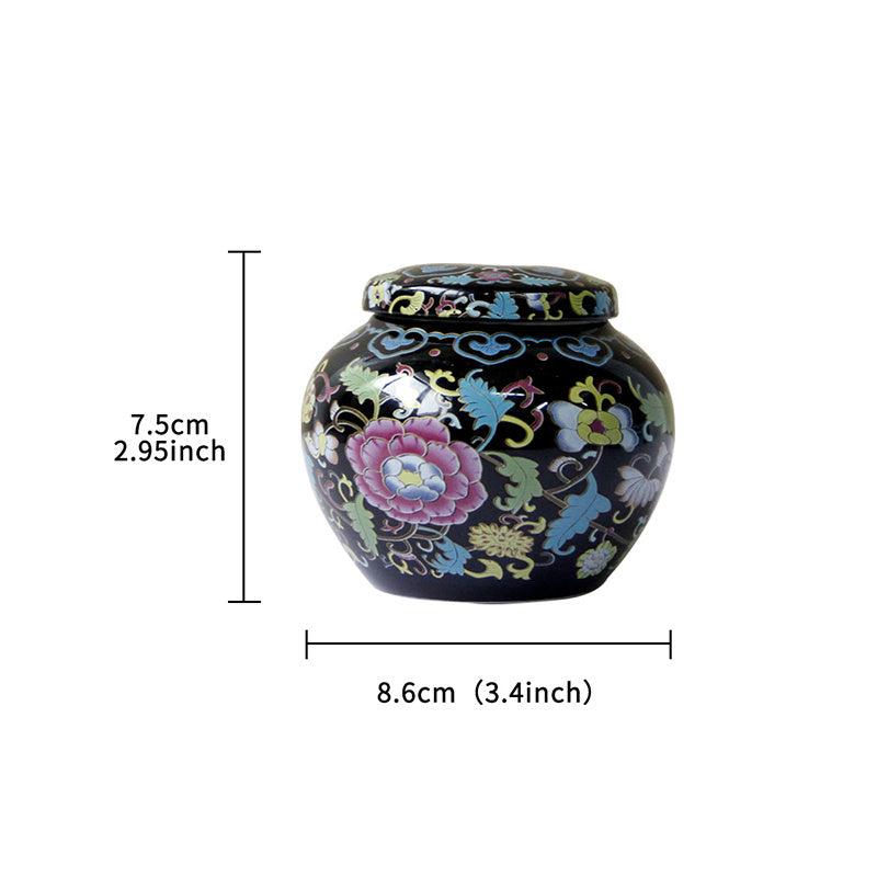 Small Round Ceramic Jar w/ Lid for Tea and Incense Powder Storage