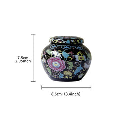 Small Round Ceramic Jar w/ Lid for Tea and Incense Powder Storage