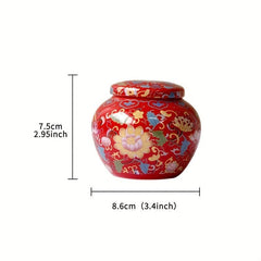 Small Round Ceramic Jar w/ Lid for Tea and Incense Powder Storage