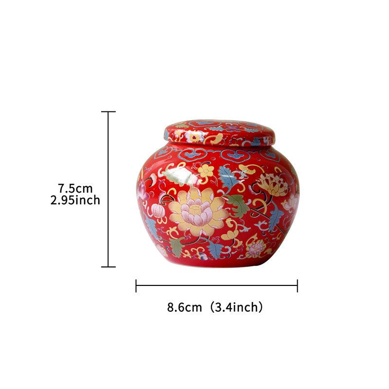 Small Round Ceramic Jar w/ Lid for Tea and Incense Powder Storage