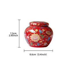 Small Round Ceramic Jar w/ Lid for Tea and Incense Powder Storage