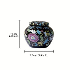 Small Round Ceramic Jar w/ Lid for Tea and Incense Powder Storage