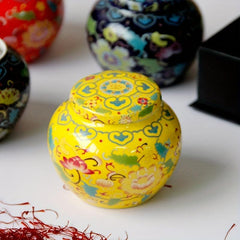 Small Round Ceramic Jar w/ Lid for Tea and Incense Powder Storage
