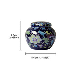 Small Round Ceramic Jar w/ Lid for Tea and Incense Powder Storage